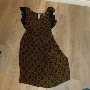 Anthropologie Maple black and gold dress